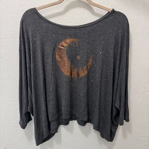 Millibon USA Metallic Moon Cropped Loose Fit Cropped Shirt M